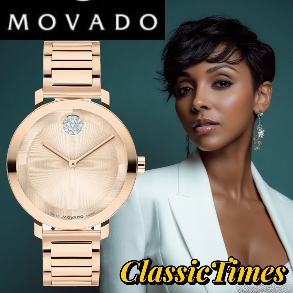 ***BRAND NEW***  Ladies' Movado Bold Evolution Crystal Accent Rose-Tone IP Watch